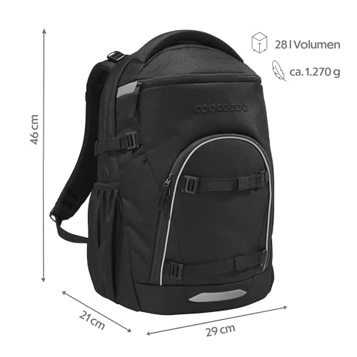Sac d'école Coocazoo Byte ergonomique et imperméable noir charbon