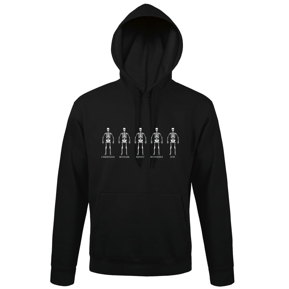 Religión Esqueleto Hombres Sudadera con Capucha, Negro , XXXXL