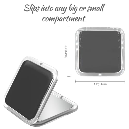 Compact Travel Small Magnifying Mirror - Snowflakes Pocket Mirror -1x/15x Magnification Cosmetic Mirrors Handheld Portable for Travel and Purses (Black) - Image 4