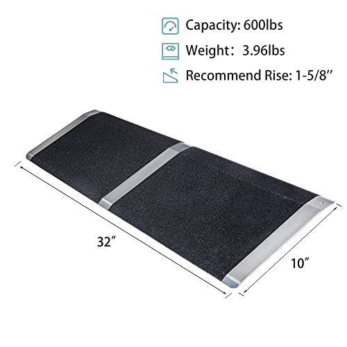 Kolo Threshold Ramps For Doorways,10" W X 32" L, 600 Lbs Capacity,Aluminum Ramps, Lightweight Portable Scooter Ramp, Anti-Slip, For Thresholds Doorways, Sliding Glass Doors, Raised Landings #TOP1
