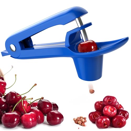 Cherry Pitter - UCMORX Stainless Steel Cherries Pitter Tool Cherries Corer Cherry Remover for Making Cherry Jam with Lock Design(Blue)