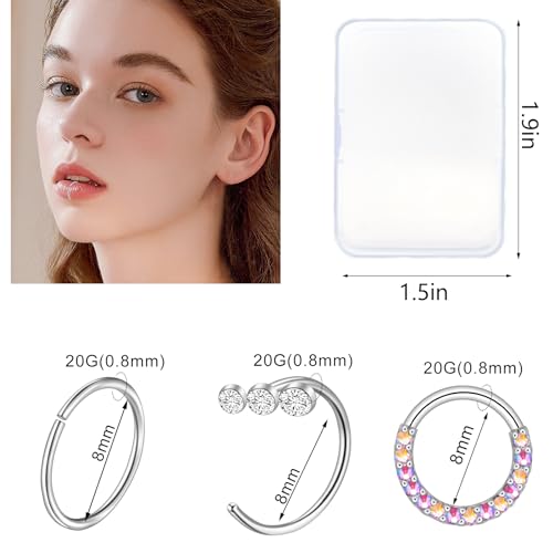 image for ONESING 27 Pcs 20G Silver Nose Rings and Studs for Women Men - Stainle
