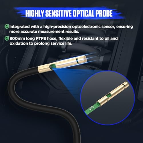 AUTOOL Motoröltester-Kit Benzin & Diesel Öl Analyse Qualitätstest-Kit, 10 Sekunden Schnelltest für Durchlässigkeit und Temperatur, mit 80cm Flexibler Sonde, Motorölqualitätstester, Motoröl Test