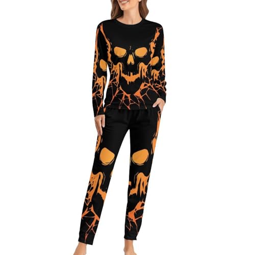 Ensemble de Pyjama Femme Manches Longues Pantalon Sleepwear Crâne Frais