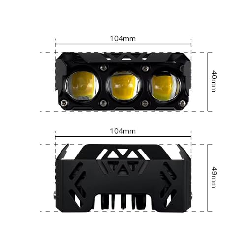 Image of AutoBizarre Car Motorcycle 12V Headlight Led Projector Lamp Dual Color Yellow White Fog Light Metal Body Spotlight Universal for All Bikes Cars SUVs etc. (3 LED, 2 pcs)