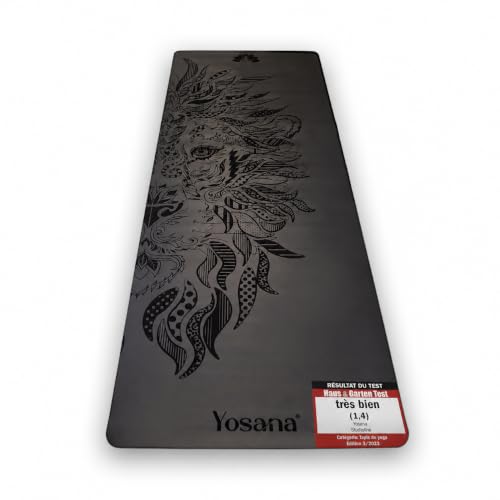 Tapis de yoga en caoutchouc naturel | extrêmement antidérapant avec surface ULTRA GRIP | extra large 68 cm | 183x68 cm | 4 mm fin | sangle incluse
