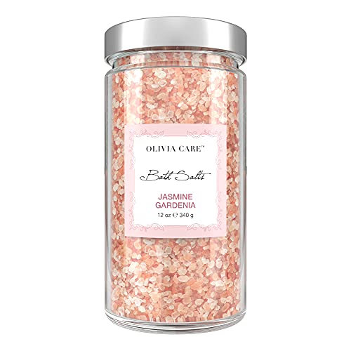 Olivia Care Pink Himalayan Bath Salts Exfoliate, Heal, Rejuvenate, Cleansing & Soothes Skin | Made With Natural Ingredients. Fresh Fragrance - 12 Oz (Jasmine Gardenia, 1 Pack) #TOP10