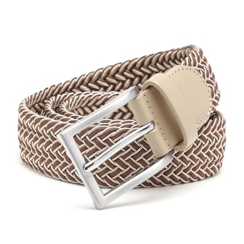Image of Men's Stretch Braided Elastic Woven Canvas Golf Belt, multicolor,1 3 /8 inch