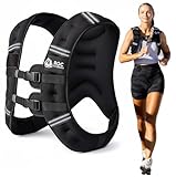 Roc Outdoors Weighted Vest W/ Rub-Free Technology for Woman and Men, 5lb/10lb/15lb/20lb/30lb Weight Vest with Reflective Stripe for Workout, Strength Training, Running, Walking, Fitness, Weight Training, Weight Loss, Weightlifting (Black, 15lb)