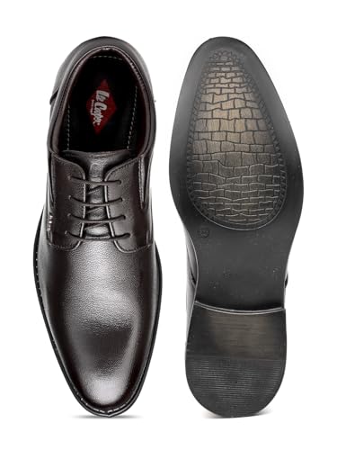 Image of Lee Cooper LC1473E2R Men's Leather Derby Formal Shoes | Lightweight, Comfortable & Stylish Lace-Ups for Office, Business