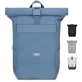 LARKSON Rucksack Damen Herren Hellblau - No 4 - Rolltop Backpack mit Laptopfach Uni, Arbeit & Fahrrad - Großer Reiserucksack - Wasserabweisend