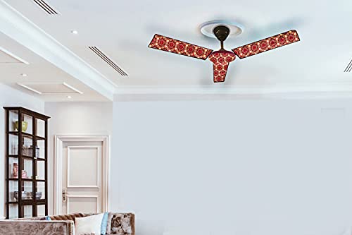 Image of Stylista Waterproof & Dustproof Three Blade Ceiling Fan Cover with attachable Enclosure Set of 4 Fan Covers Packed Pattern Multicolor