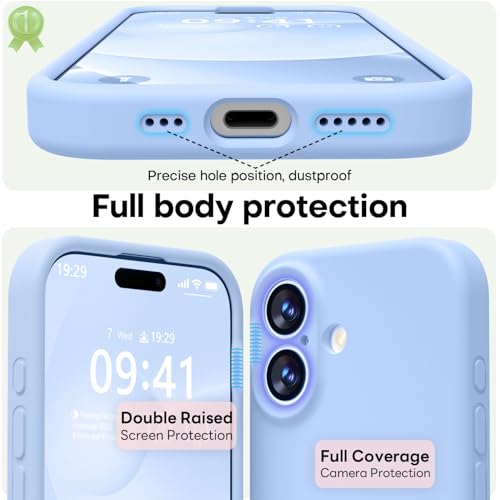 Image of LOVE 3000 Designed for iPhone 17 Case, Premium Silicone [Compatible with Magsafe][Soft Anti-Scratch Microfiber Lining] Shockproof Protective Phone Case for Men Women 6.3 inch, Light Blue