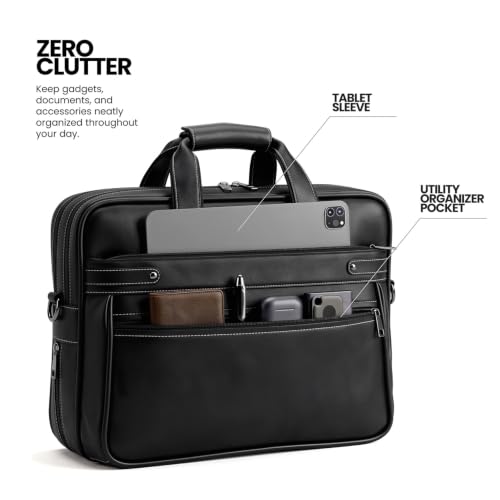 Image of FATMUG Messenger Bag - 15.6 inch Laptop Office Tech Shoulder & Handbag - Bottom Expandable