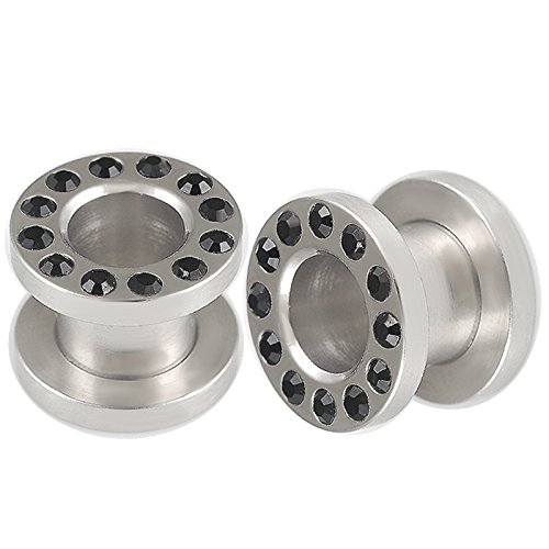 bodyjewelry top tunnle steel w/gem bk jet 8mm-de bodyjewelry top tunnle steel w/gem bk jet 8mm-de