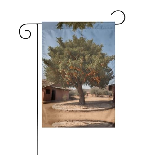 WZYWHJ Drapeau de jardin décoratif avec dattiers dans le jardin - 30,5 x 45,7 cm - Pour un environnement extérieur tendance