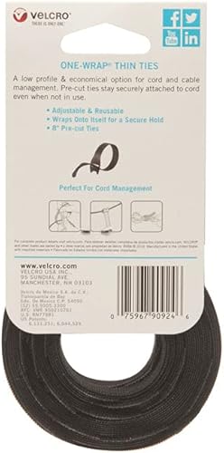 Miniatura 6 de VELCRO Brand - Rollo ONE-WRAP, doble cara, autoagarre - Bridas finas negras y de una sola envoltura | Fuerte y reutilizable | Perfecto para sujetar