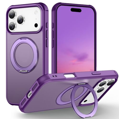 Coque iPhone 17 Pro violette anti-chute avec anneau de maintien rigide