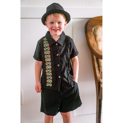 Image of HIHA Toddler Boys Mexican Embroidered Short Set 2-7 Years