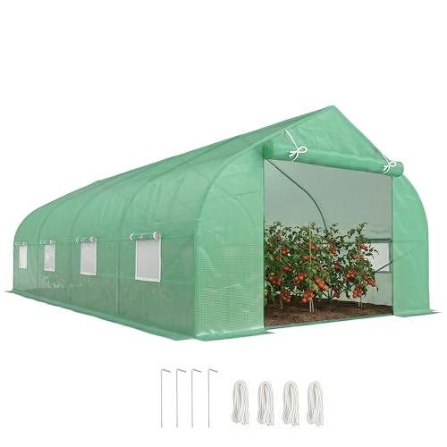 Outsunny Polytunnel Greenhouse with Windows and Door, Walk in Greenhouse for Garden, Backyard (6 x 3 M)
