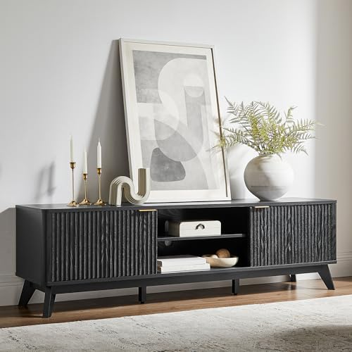 OKD 70 inch Mid Century Modern Fluted TV Stand