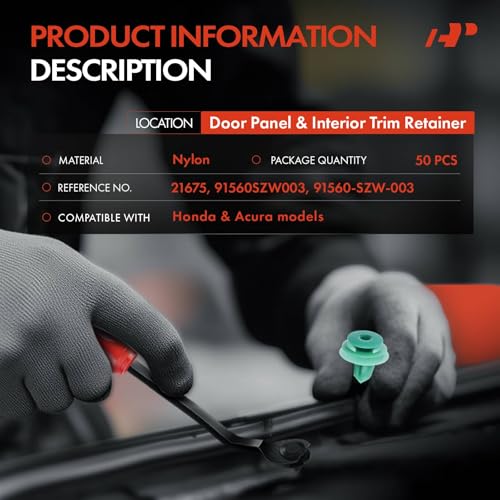 Clip en nylon anti-vibration pour Honda Accord et Pilot - Lot de 50 agrafes de fixation robustes - 2