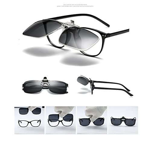 Image of Clip on Flip up Polarized Lens For Prescription Glasses UV Protection Sunglasses (Clear lenses not Polarized)