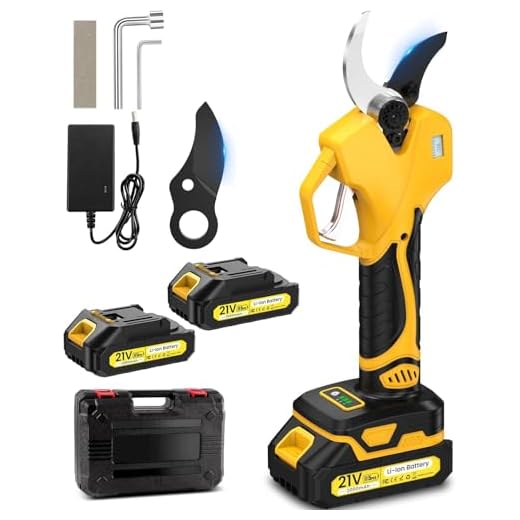 Elektrische Snoeischaar, 1000 W 50 mm Accu Snoeischaar, 21V 2x2 Ah Batterij 6-10 uur, 3 Snijstanden Draagbare Snoeischaren, SK7 Scherp Lemmet, Voor Boomgaard, Tuin, Boerderij, Park, Tuinieren