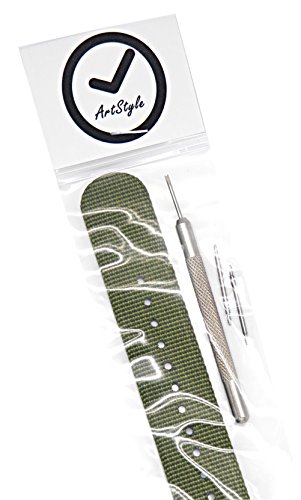 Artstyle Watch Band With 1.5Mm Thickness Quality Nylon Strap And Heavy Duty Brushed Buckle (Armygreen, 24Mm) #TOP6
