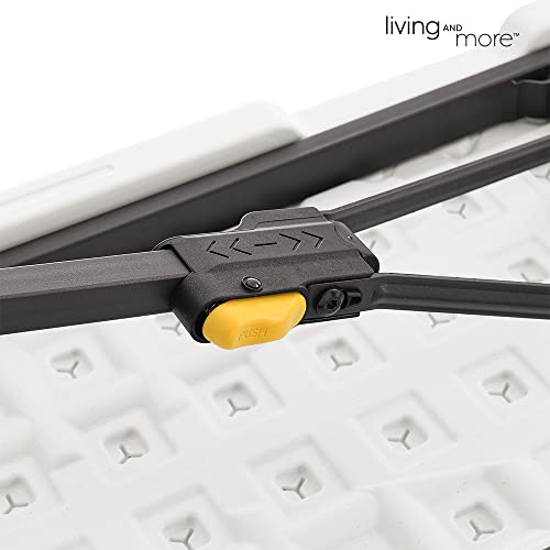 Living And More 6 Foot Fold-In-Half Bench With Carrying Handle, Easy Folding And Transport, Indoor/Outdoor Use, Sturdy Steel Frame, White #TOP7