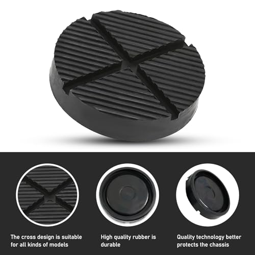 Image of Eratus Floor Jack Rubber Pad, Cross Groove Pinch Welded Side Frame Rail Protector Disc /Pad, Flexible Rubber Support Block Repair Accessories, Universal for Most Cars (Black)