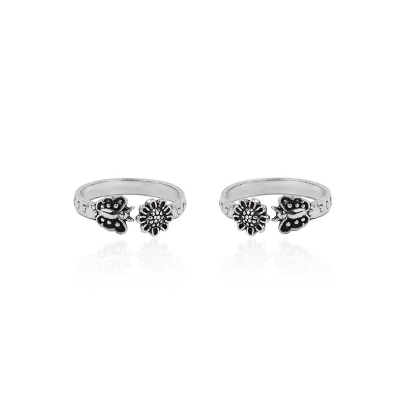 Buy 925 Silver Flower & Butterfly Antique Toe Ring Online | Gift for Every Occassion | With Certificate of Authenticity and 925 Stamp | 6 Month Warranty-image-37