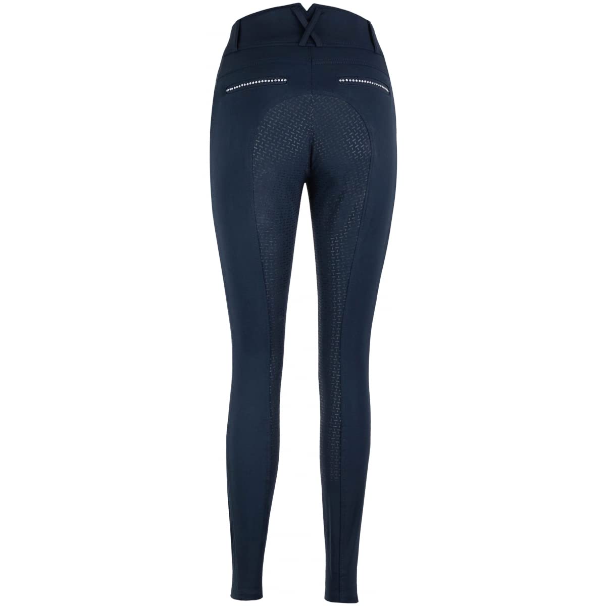 Lazura - Reithose für Damen Breeze – Dunkelblau – Gr. 34-46 | Vollbesatzreithose mit seitlicher Handytasche & Komfortbund – Reitleggings mit Vollbesatz aus Silikon – Reitbekleidung
