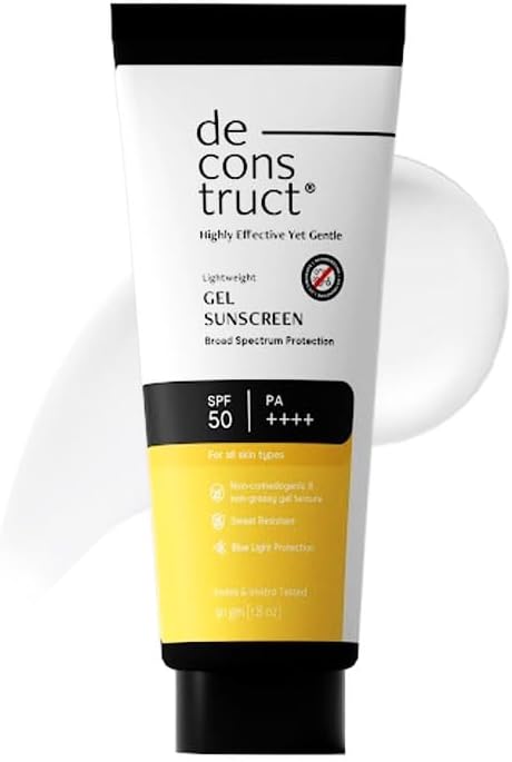 Deconstruct Face Gel Sunscreen SPF 50 + and PA+++ | Gel based sunscreen for oily, combination skin, normal skin | Broad spectrum sunscreen, No White Cast, Lightweight - 50g