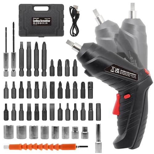 Image of MYMULIKE Cordless Electric Screwdriver, 3.6V Rechargeable Power Screwdriver with 47pcs Accessories, usb Charging, 3Nm Screw Gun, Mini Screwdriver set with LED Light Electric Power Drill Set