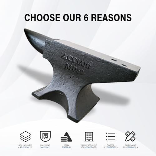 Dithoko Cast Iron Anvil, 132 Lbs Single Horn Anvil with Large Countertop, Stable Base, Round and Square Hole, High Hardness Rugged Horn Anvil for Bending, Shaping, Twisting - Thumbnail 5