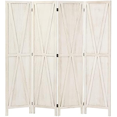 iVilla Divisor de habitación de madera de 5,8 pies de alto, 4 paneles plegables de privacidad Cover