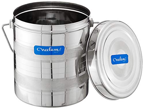 Image of Neelam Stainless Steel 18, 22 Gauge Diamond Milk Pot, 7100 ml, Stainless Steel Storage Can Useable As Steel Dabba, Milk, ghee, Oil Storage, Etc. Heavy Jointless Body, Induction Compatible, Silver