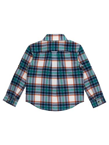 Image of RUGGEDBUTTS Boys Solid Cotton Long Sleeve Button Down Shirt with Button Tabs
