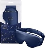 [COCOSILK] アイマスク シルク100% 睡眠用 遮光率99.9％ 安眠 快眠グッズ 通気性 圧迫感なし 軽量 男女兼用 サイズ調整可能 シルクアイマスク 睡眠グッズ 絹 絹眼精疲労 疲れ目 ココシルク (ネイビー)