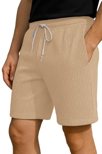 Image of Vogaan Men's Casual Slim Fit Shorts | Stylish Above Knee Shorts with Elastic Waist & Side Pockets Summer Wear for Gym Lounge Travel & Outdoor