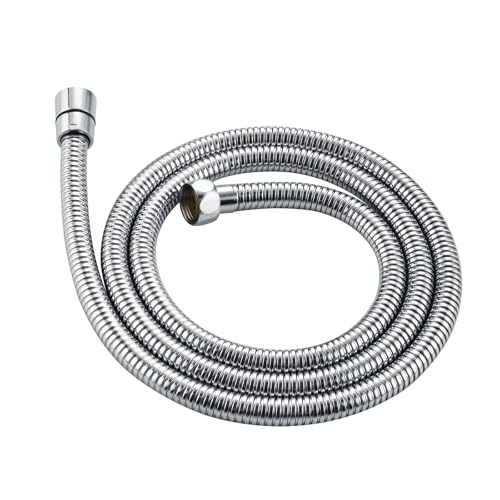 MCADYS Duschschlauch Chrom 1,5m, Universal Metall-Brauseschlauch mit Knickschutz, Flexibler Schlauch für Handbrause inkl. Dichtungsringe
