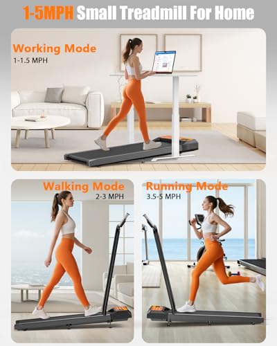 Image of HCOIW Walking Treadmill Pad with Incline - Portable Under Desk Treadmill, Walking Mat Pad with Handle Bar, 2.5HP Low Noise, 2 in 1 Treadmills for Home Office, Remote Control with LED Screen