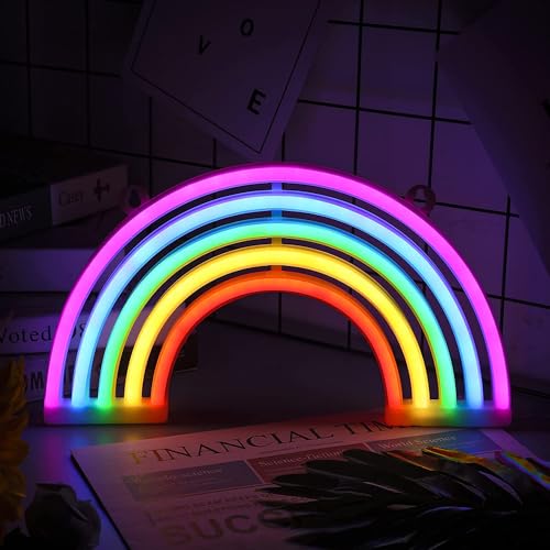 NIWWIN Regenbogen Neon Light, Regenbogen Neon Schild Leuchten Art Wall...