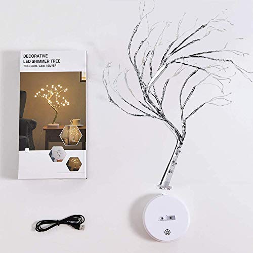 JFRISING Luz LED de árvore cintilante, luzes de árvore de fio de cobre bonsai, alimentado por USB e