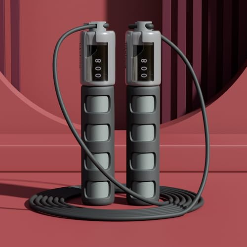 Lifelong Skipping Rope For Men, Women & Children Jump Rope With Adjustable Height (290cm) & Counter, For Exercise, Workout & Weight loss-PVC For Kids-(Grey)