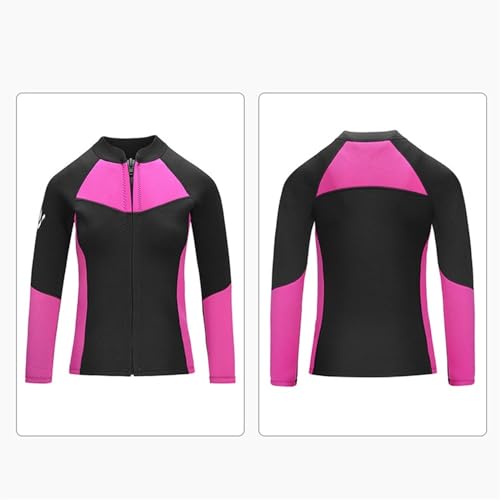 Chaqueta para mujer de neopreno 1.5mm con mangas largas para deportes acuáticos como surf y buceo (rosa, talla grande) miniatura 2
