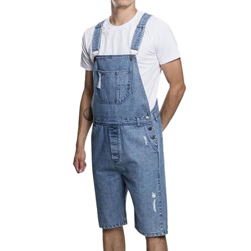 Salopette en jean rétro homme courte coupe originale style délavé