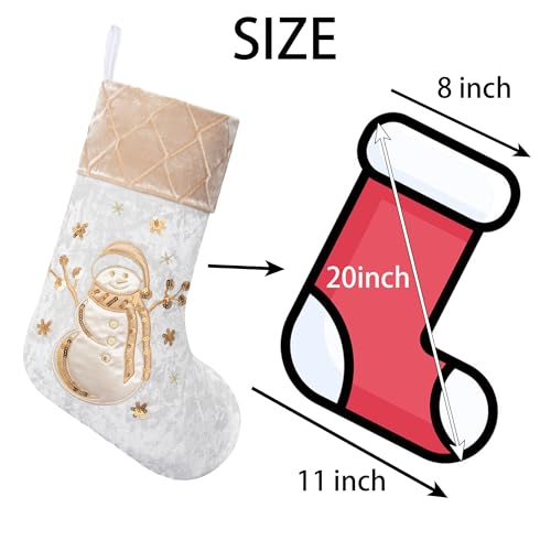 LUBOT Conjunto de 4 meias de Natal 2024 bordadas de 50,8 cm, lareira tradicional de Natal, decoração