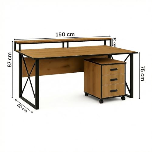 Image of FFO Computer Table with Storage | Multipurpose Office Desk for Home & Work with Riser| Study Table for Students | Sturdy PC Table with 1 Year Warranty | DIY Assembly (150x60)